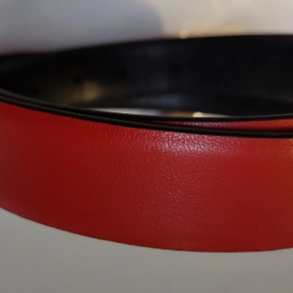 Giani Bernini Fully Reversible Embossed Logo Smooth Belt Small Black Red New